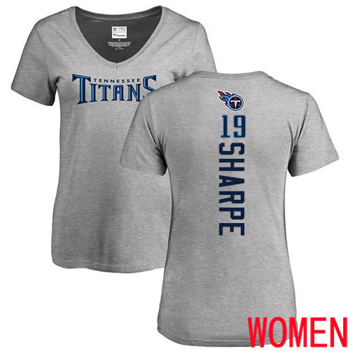 Tennessee Titans Ash Women Tajae Sharpe Backer NFL Football #19 T Shirt->nfl t-shirts->Sports Accessory